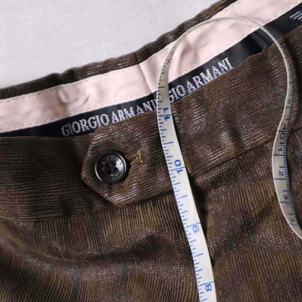 Giorgio Armani Le Collezioni Brown Coated Corduroy Pants Mens 38 Made in Italy - Picture 5 of 7